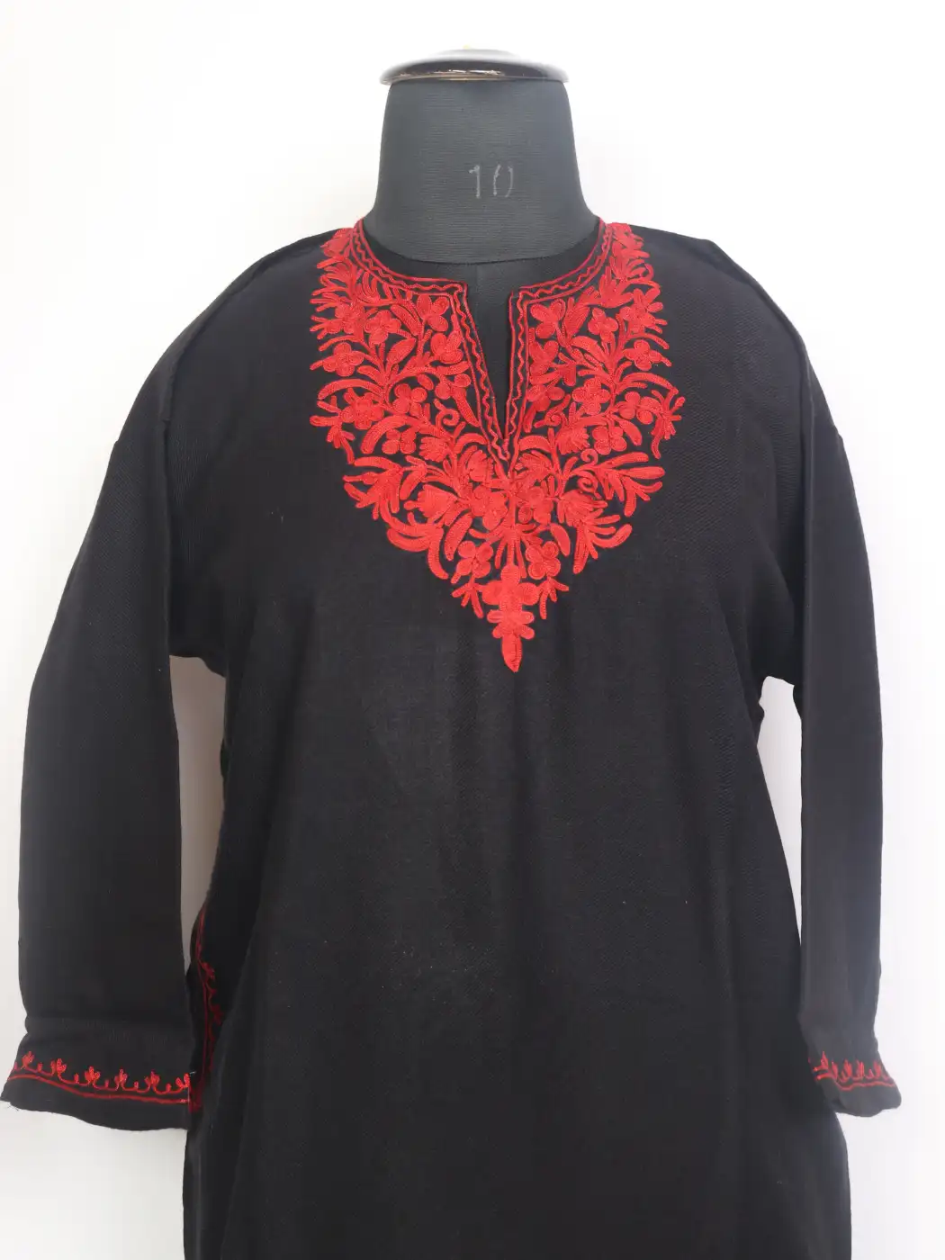 Kainat Kashmiri Girls Pheran in Black Cashmilon Wool with Aari Work(12 to 13Y) - Image 2