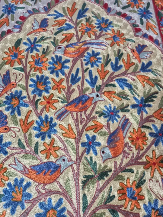Kashmiri Wall Hanging Handmade  In Silk Thread Chain Stitch |Tree Of Life | Gulzaar | 3*2ft - Image 2
