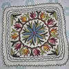 Rahim Kashmiri 2-Ft Square Handmade Namda Rug With Embroidery