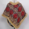 Kashmiri Afsa Beige Girls Fur Poncho Cashmilon Aari Embroidery