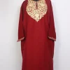 Areeba Cashmilon Wool Kashmiri Maroon Pheran with Aari Work