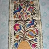 Kashmiri Bird & Blossom Hand Embroidered Wool Namda Runner | 4x2 ft