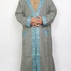 Kashmiri Cashmilon Wool Gown for Men | Imran Grey Bathrobe with Aari Embroidery