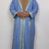 Kashmiri Blue Cashmilon Wool Farmaan Gown | Bathrobe for Men with Aari Embroidery