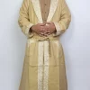 Zorawar Kashmiri Cashmilon Wool Gown for Men | Beige Bathrobe with Aari Kaam