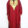 Bisma Kashmiri Pheran In Maroon Cashmilon Wool For Women With Aari Kaam