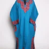 Kashmiri Blue Pheran In Cashmilon Wool For Women Zoon With Aari Kaam