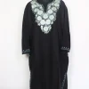 Kashmiri Pheran In Black Cashmilon Wool For Women Yasmeen With Aari Work