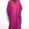 Noorain Kashmiri Pheran In Pink Cashmilon Wool For Women With Aari Kadhai