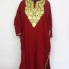 Kashmiri Pheran In Maroon Cashmilon Wool For Women Tanseen With Aari Work
