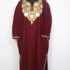 Kashmiri Noori Pheran In Maroon Cashmilon Wool For Women With Aari Kadhai
