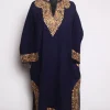 Navy-Blue Kashmiri Pheran Chinar In Cashmilon Wool For Women With Aari Work