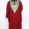 Bilqis Kashmiri Pheran In Maroon Cashmilon Wool For Women With Aari Kadhai