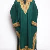 Kashmiri Pheran In Green Cashmilon Wool For Women Nishat With Aari Kaam