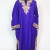 Kashmiri Pheran In Royal-Blue Cashmilon Wool For Women With Aari Embroidery