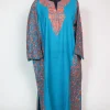 Kashmiri Betab Pheran In Blue Cashmilon Wool For Women With Aari Embroidery