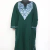 Kashmiri Pheran In Green Cashmilon Wool For Women Nadiya With Aari Embroidery