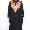 Kashmiri Pheran In Black Cashmilon Wool For Women Foziya With Aari Embroidery