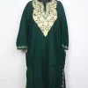 Kashmiri Nishat Pheran In Green Cashmilon Wool For Women With Aari Work