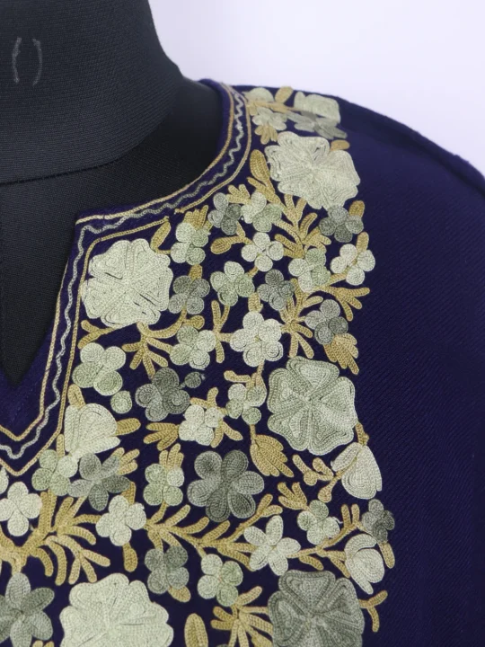 Bushra Kashmiri Pheran In Black Cashmilon Wool For Women With Aari Embroidery - Image 3