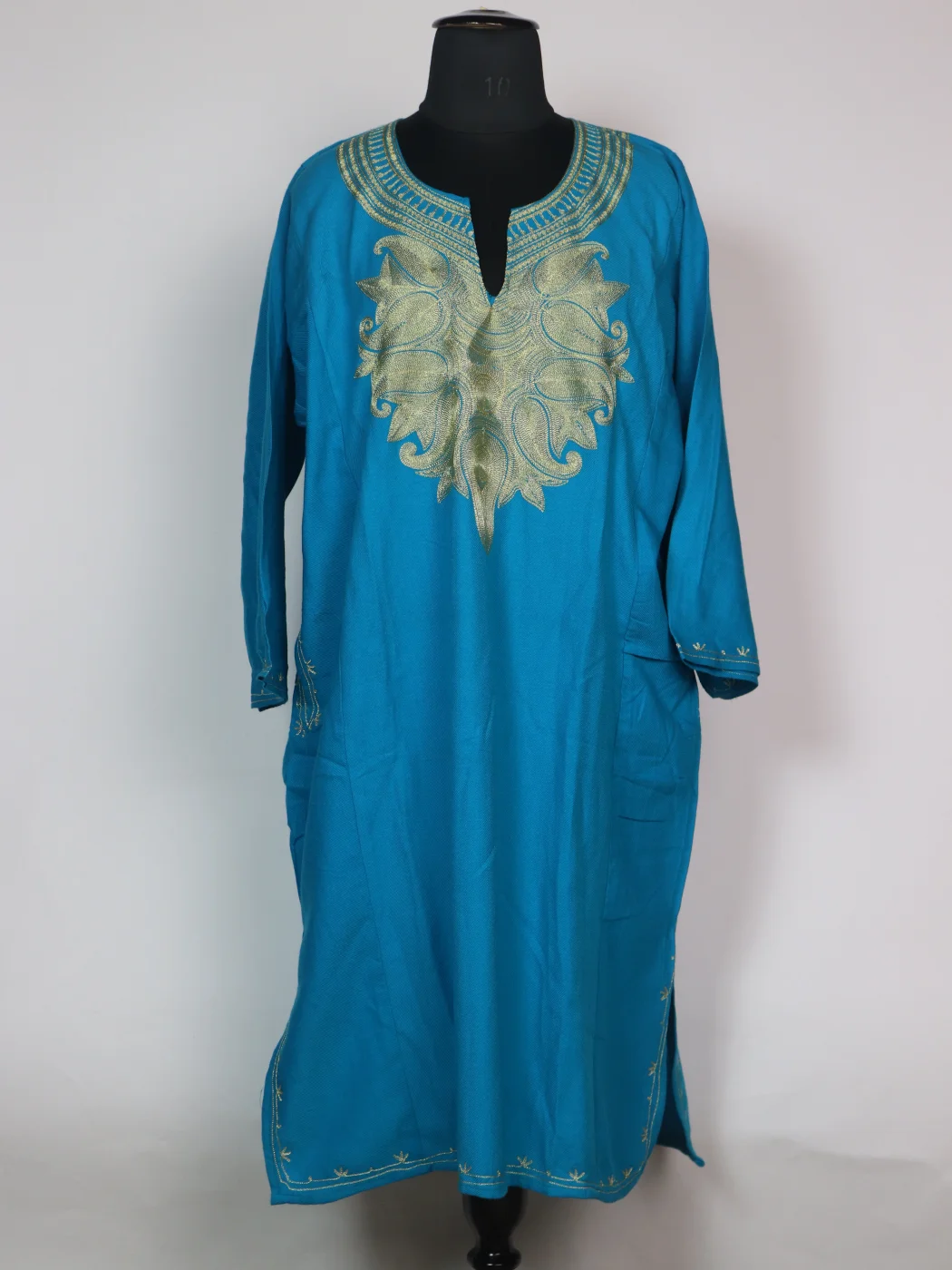 Kashmiri Tie-n Dye Pheran In Cashmilon Wool for Women With Zari Embroidery Aharbal
