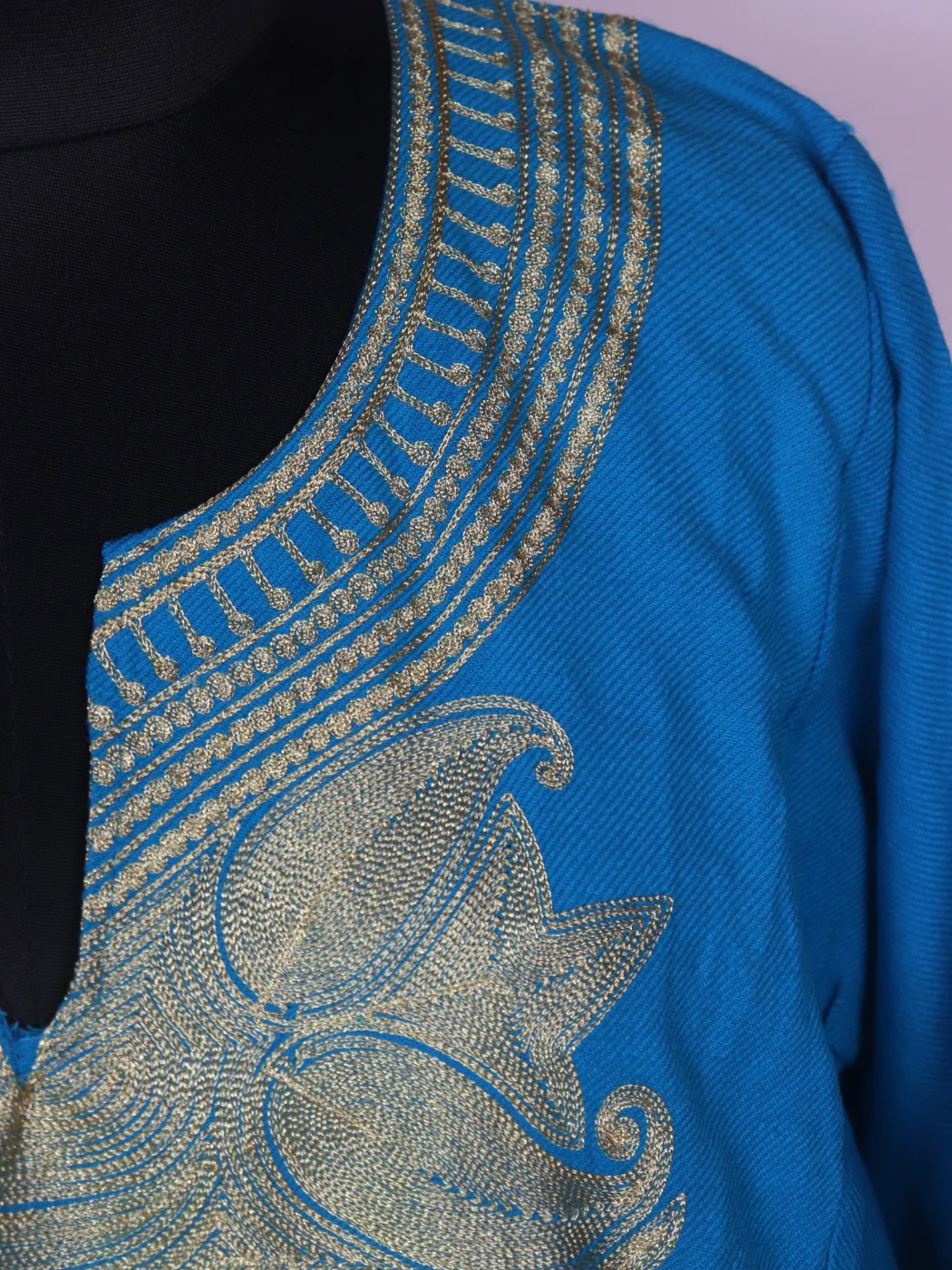 Kashmiri Tie-n Dye Pheran In Cashmilon Wool for Women With Zari Embroidery Aharbal - Image 3