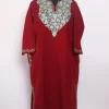 Kashmiri Zooni Cashmilon Maroon Pheran For Women With Aari Work