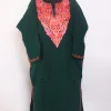 Kashmiri Gulshan Green Cashmilon Pheran For Women  With Aari Kadhai