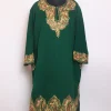 Kashmiri Zeba Cashmilon Green Pheran For Women With Daman Aari Work