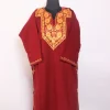 Jabeen Kashmiri Maroon Cashmilon Pheran For Women With Aari Kaam