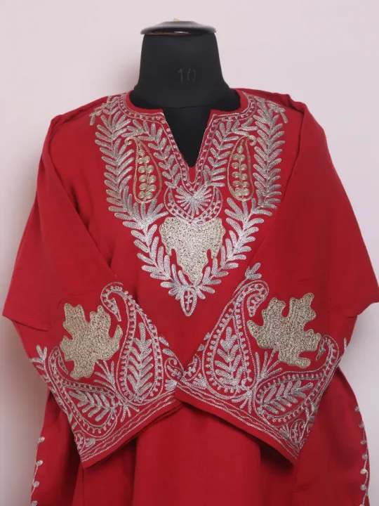 Yasmeena Kashmiri Pink Cashmilon Pheran for Women with Zari Work - Image 2