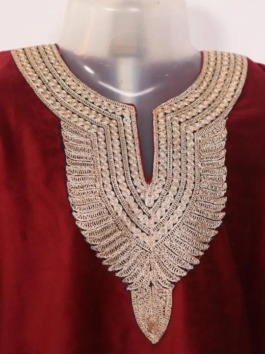 Kashmiri Girls Maroon Pheran With Tilla Zari Work In Holland Velvet Parveen (6 to 7Y) - Image 2