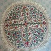 Kashmiri Hand Embroidered Namda Round Rug with Four-Way Floral Vine Medallion – 5x5 Feet