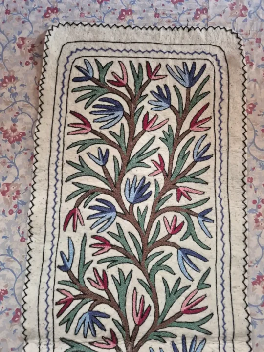 Kashmiri Jaan-e-Bahaar Hand Embroidered Wool Namda Runner 6x2ft - Image 2