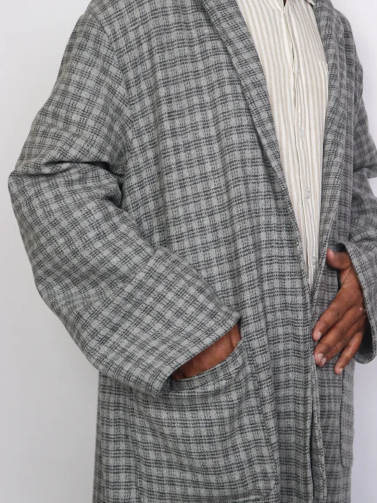 Qais Mens Kashmiri Winter Bathrobe Gown Handloom Tweed - Image 3