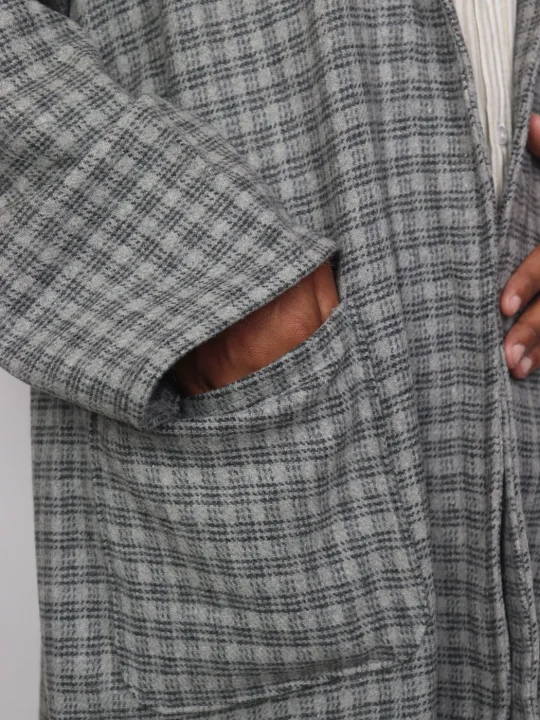 Qais Mens Kashmiri Winter Bathrobe Gown Handloom Tweed - Image 4