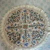 Kashmiri Namda Circular Rug with Botanical Starburst and Blue Floral Accents – 5x5 Feet