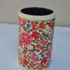 Kashmiri Cream Gulabo Paper Machie Brush Pen Holder With Floral Design