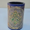 Kashmiri Paper Machie Brush Pen Holder | Dalgate Dark Blue Paisley Design