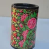 Kashmiri Paper Machie Brush Pen Holder | Bahaar Black Floral Garden Design