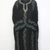 Black Kashmiri Pheran In Raffal Wool With Hand Sozni Embroidery | Naaz