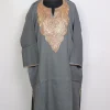 Minaal Kashmiri Raffal Wool Botte Tilla Work Pheran Grey