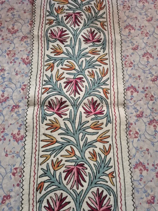 Kashmiri Rang-e-Gul Hand Embroidered Wool Namda Runner |6x2 - Image 3