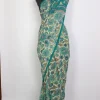 Kashmiri Safa Pure Mulberry Silk Saree Teal Green Floral Print