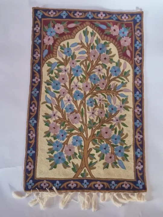 Zunair Chain Stitch Tree of Life Kashmiri Embroidered Wall Hanging 3 by 2 Feet