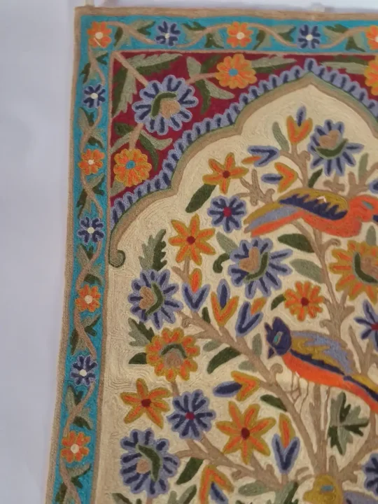 Adeeb Chain Stitch Kashmiri Tree of Life Embroidered Wall Hanging 3*2Ft - Image 3