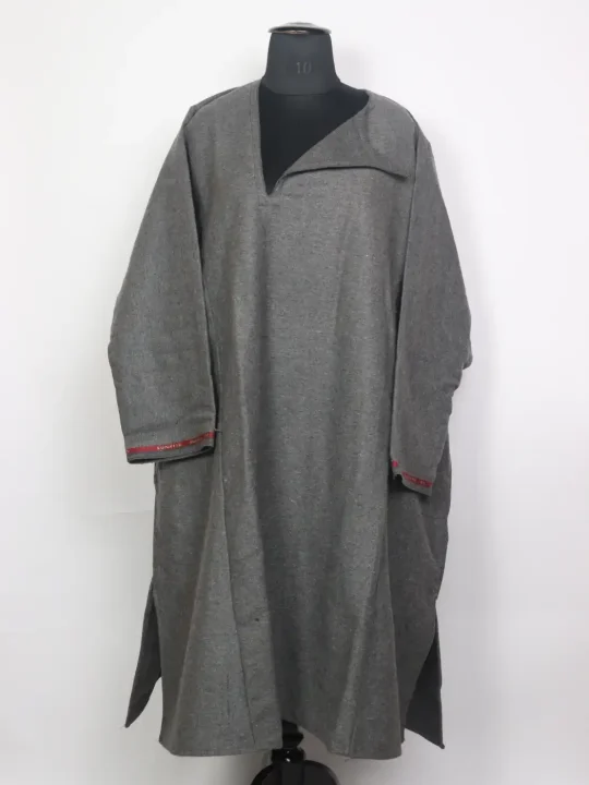 Kashmiri Grey Sifar Tweed Pandit Style Loose Pheran for Men