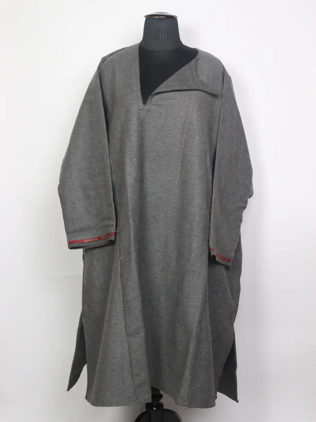 Kashmiri Grey Sifar Tweed Pandit Style Loose Pheran for Men