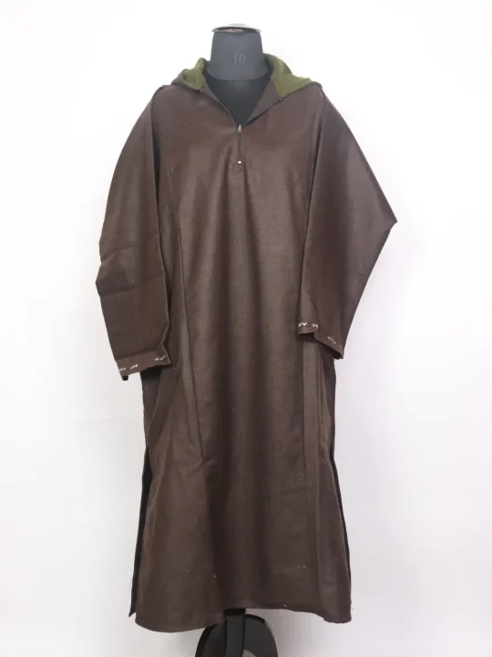 Kashmiri Raees Brown Tweed Hooded Pheran for Men