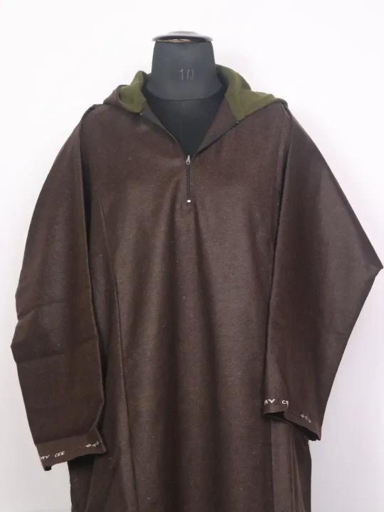 Kashmiri Raees Brown Tweed Hooded Pheran for Men - Image 2